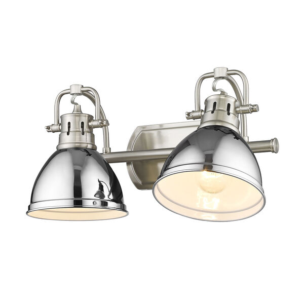 Duncan Pewter Two-Light Bath Vanity with Chrome Shades, image 3